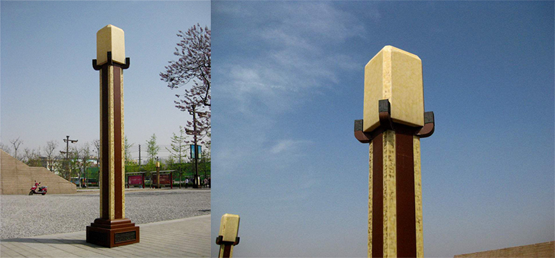 东莞七度照明仿古中式仿云石立柱景观灯安装效果图