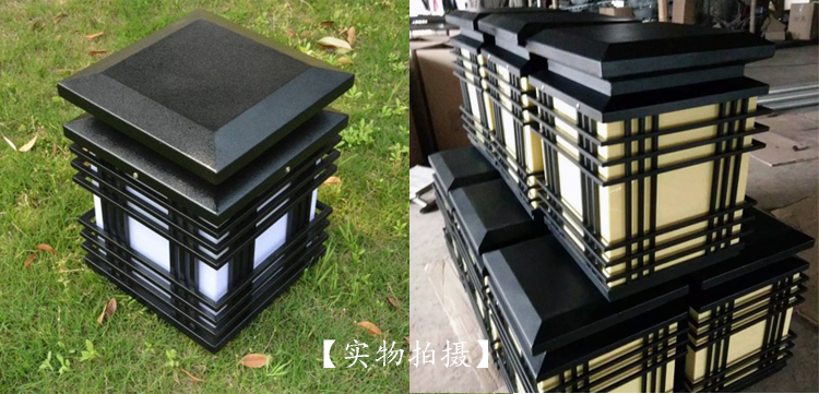 七度照明(QDZTD-001)户外方柱形大门柱头灯实拍效果展示图片