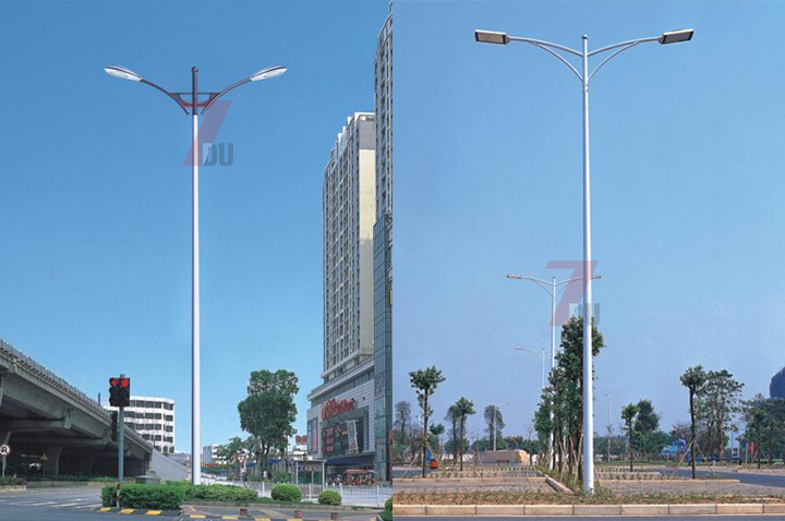 常规平行双挑悬臂路灯杆样式选型图片一