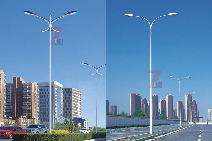 常规平行双挑悬臂路灯杆样式选型图片二