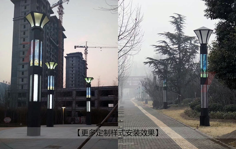 (QDJGDZ-023)六边发光园林立柱景观灯定制款公园安装效果实景